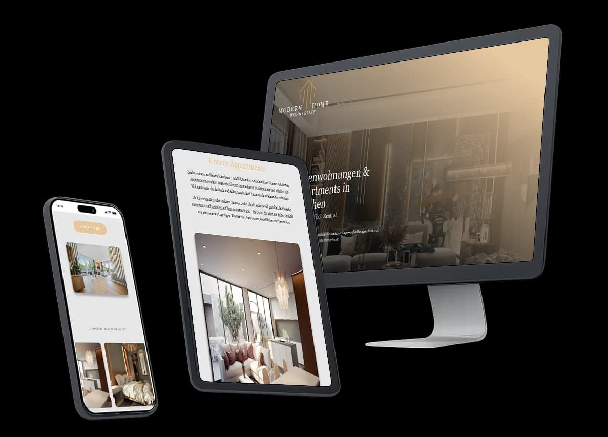 Website der Wohnestate GmbH auf mehreren Geräten